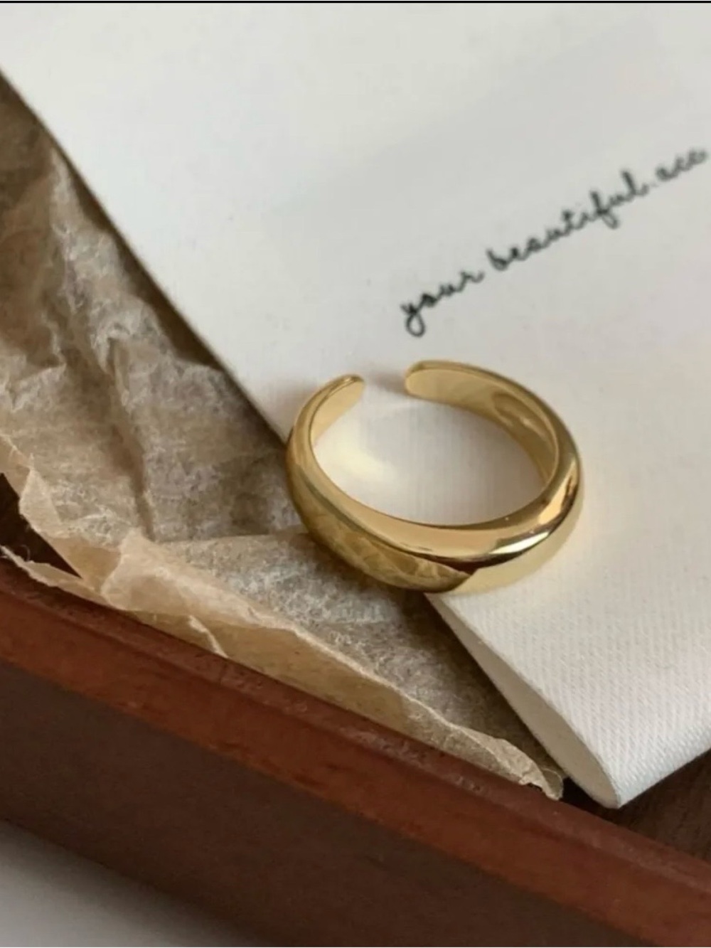 2388-12 Gold Vermeil 925 Sterling Silver Adjustable Chunky Dome Ring Minimalist
